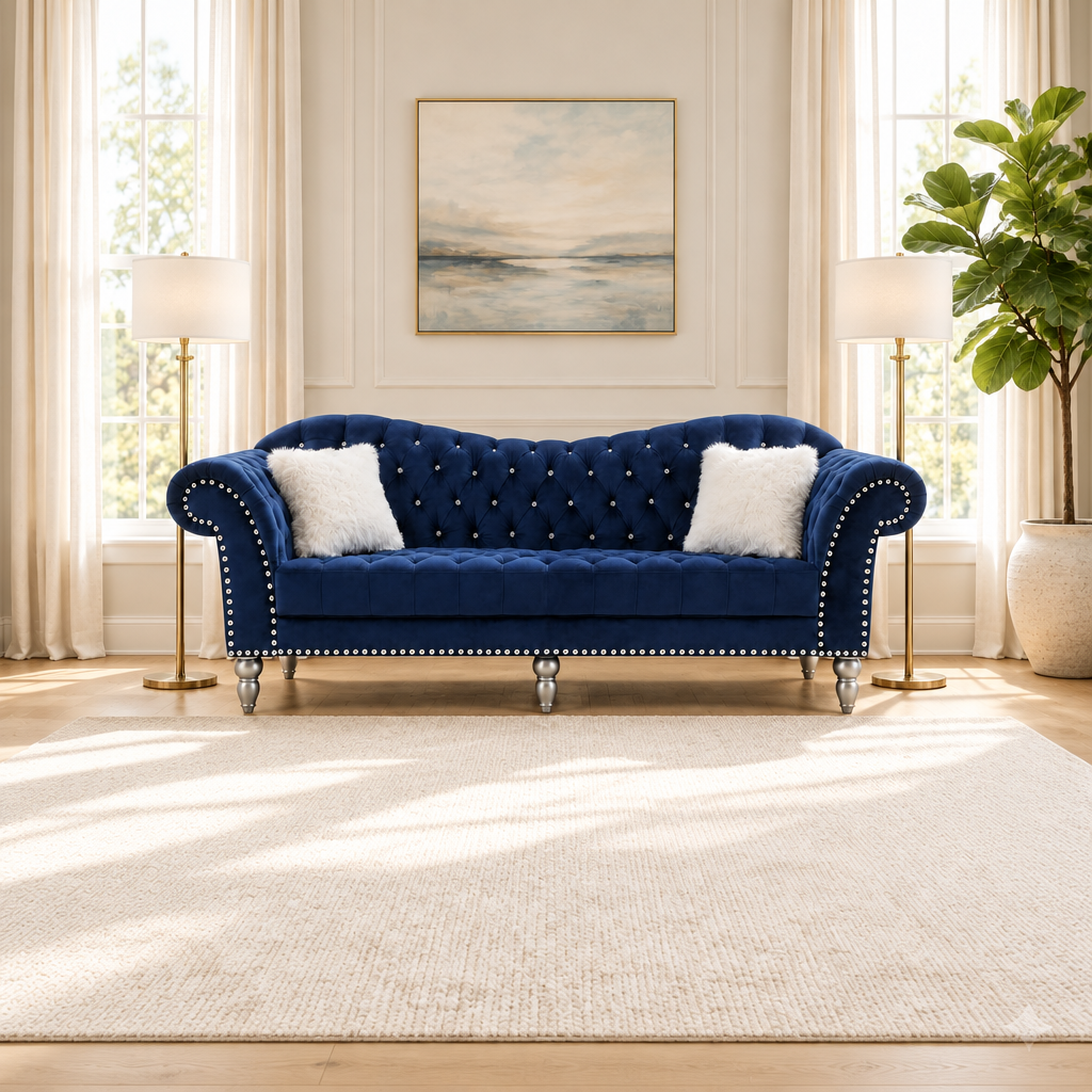 Navy Chesterfield Sofa Square Format