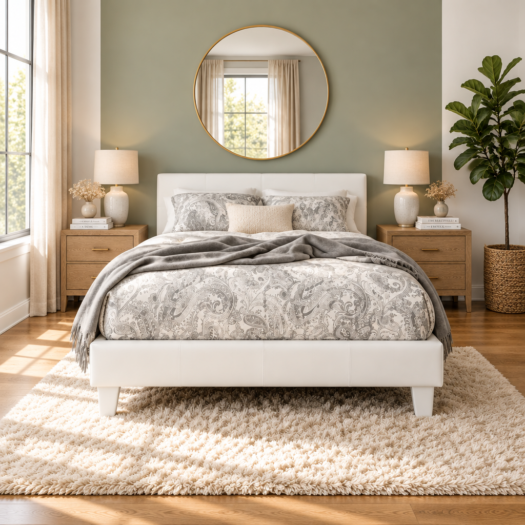 White Platform Bed Square Format